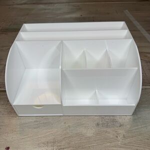 White Acrylic Desk Organizer Makeup Cosmetic Storage Caddy with Drawer‎